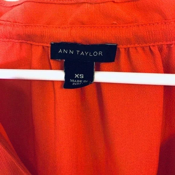 2/$30 Ann Taylor - Coral Long Sleeve Ruffle Tie Neck Blouse Size: XS - Picture 6 of 8